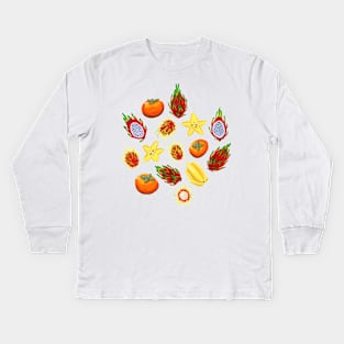 Exotic Fruit Mix in Gouache Kids Long Sleeve T-Shirt